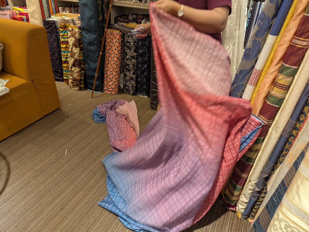 measuring out fabric